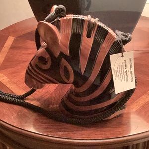 Timmy Woods Art piece handmade zebra head handbag